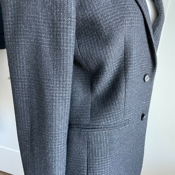 Massimo Dutti 2 Button Notch Collar Wool Alpaca Blend Houndstooth Blazer Grey 8 - Picture 5 of 15